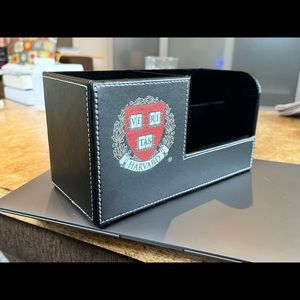 Black Leather Desk Caddy w/ Official Harvard Insignia - New in Box
